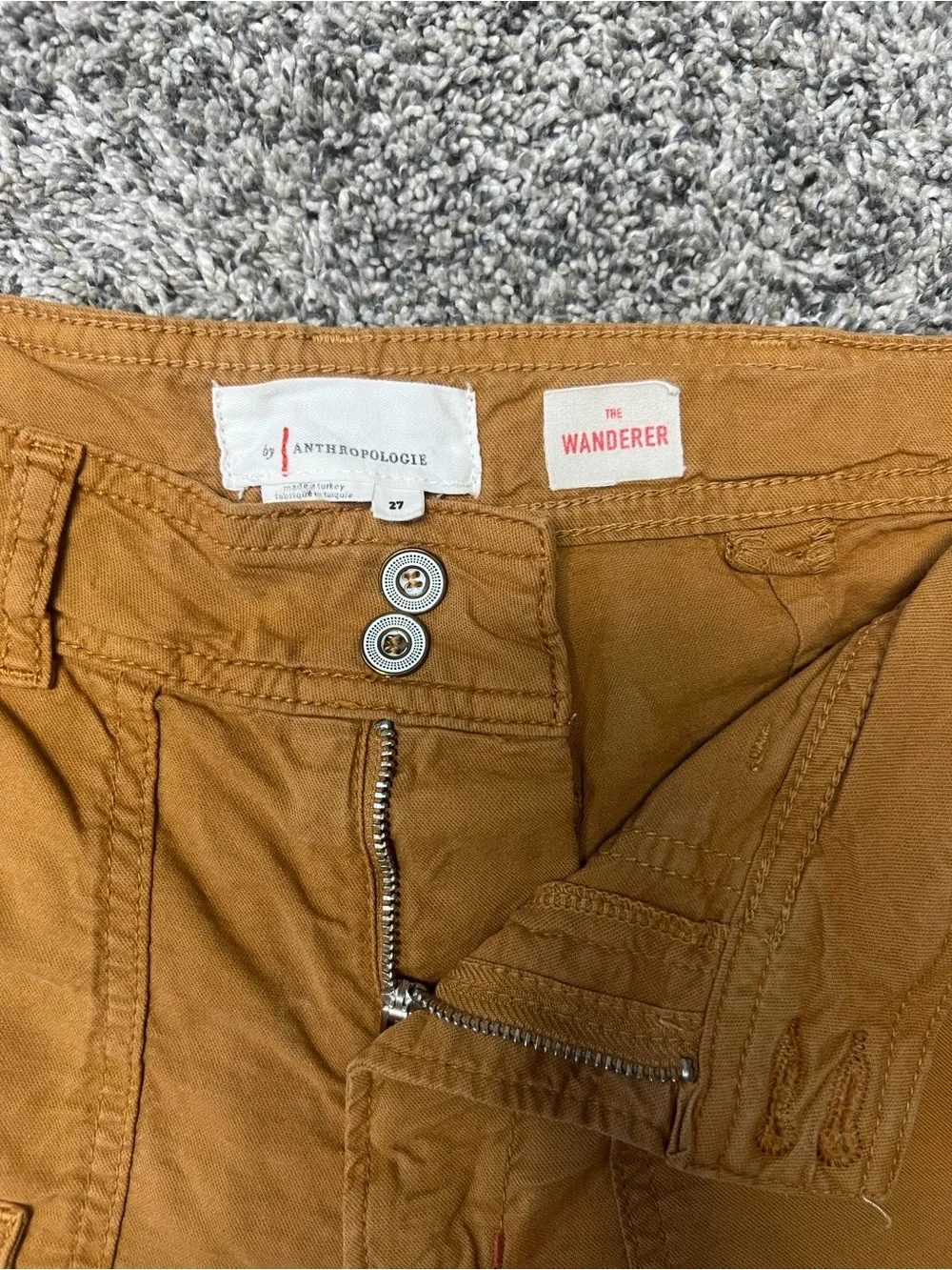 Anthropologie The Wanderer Mustard Brown Shorts Size 27 Cargo Shorts - Picture 3 of 7